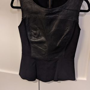 Halogen peplum blouse with leather detail